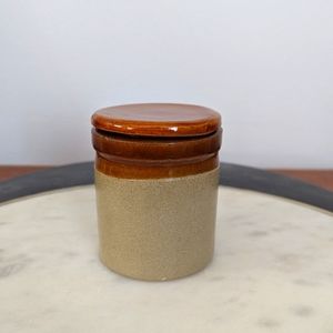 Vintage Moira English Stoneware 3” Small Lidded Jar